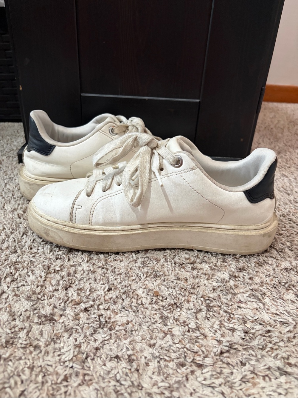 a new day White Sneakers with Black Heel Accent